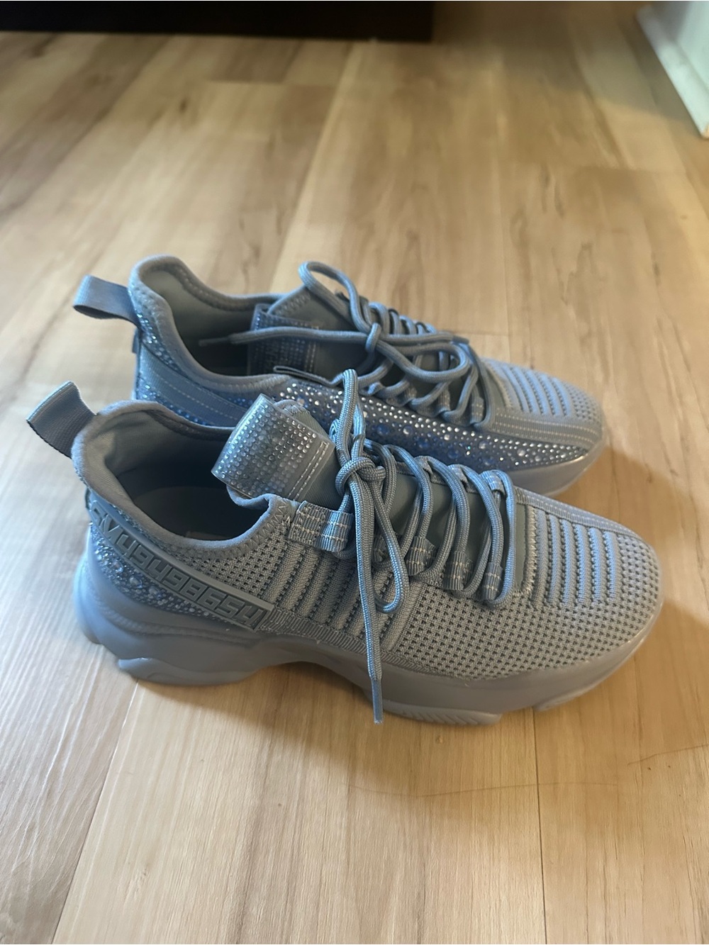 Steve Madden Blue Knit Rhinestone Sneakers
